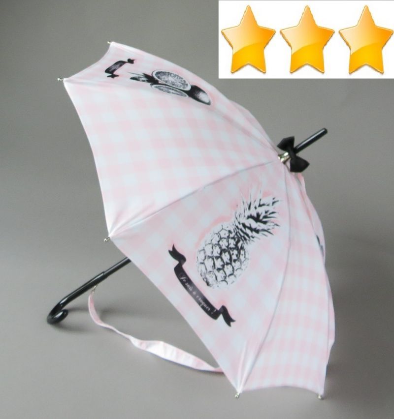 EXCLUSIVITE Parapluie Chantal Thomass anti uv bandoulière rose vichy avec un motif sur le fruit, léger et solide