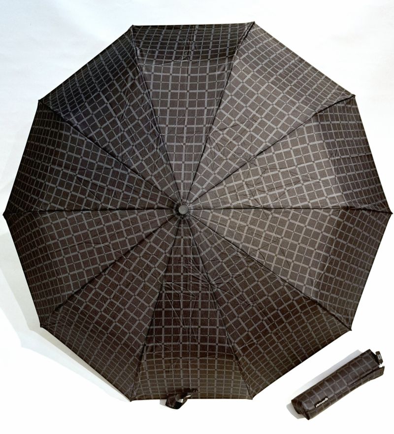  Parapluie mini noir à carreaux ouvrant-fermant 10 baleines  - Grand 1m & robuste