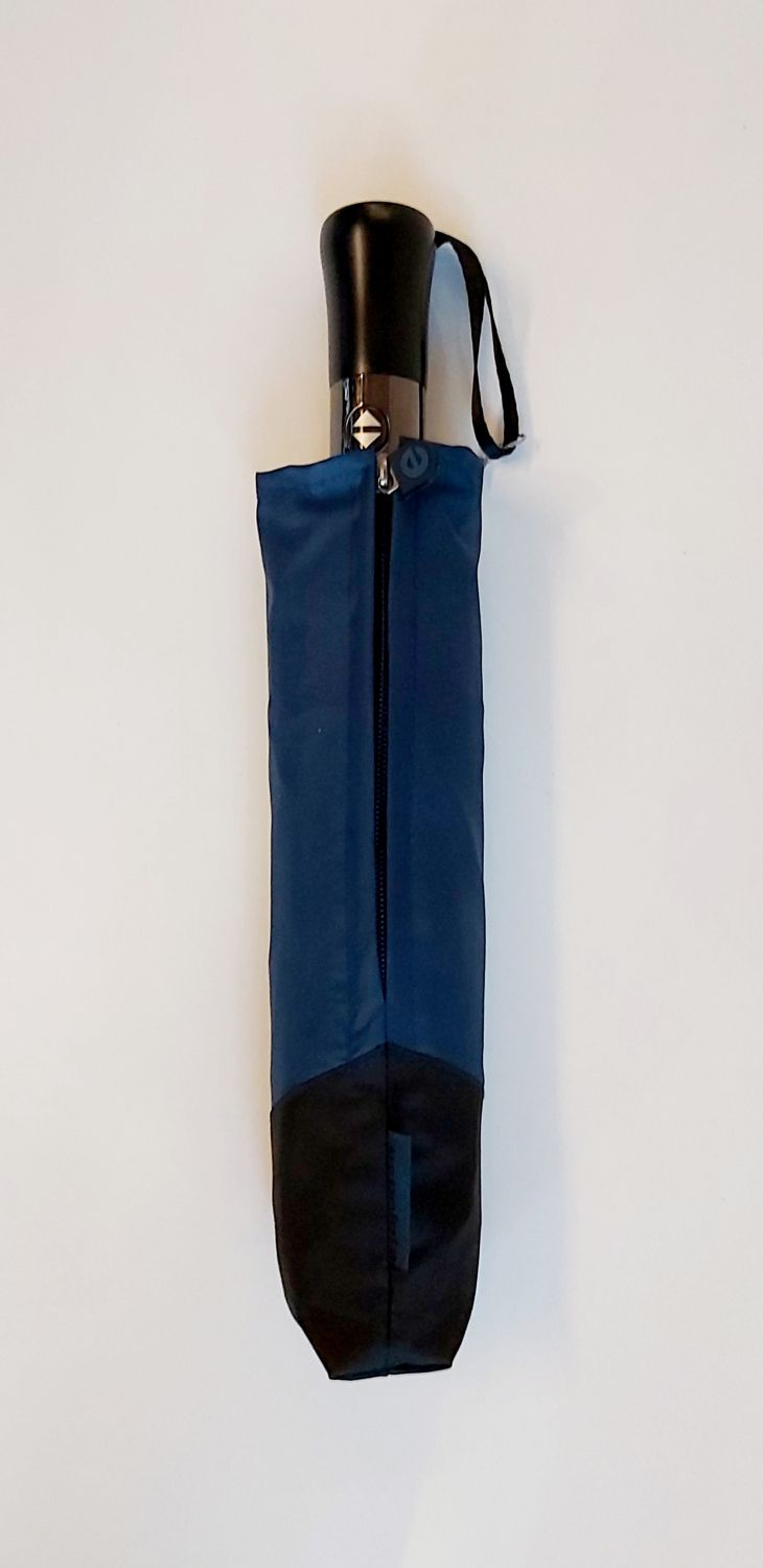 Parapluie golf mini pliant automatique bleu marine, housse zippée, XXL et résistant