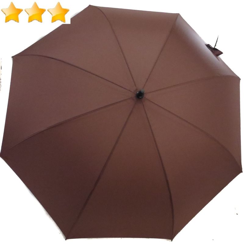 Parapluie XXL golf chocolat à poignée ergonomique noire texture souple Neyrat Autun, 130 cm diam & anti vent