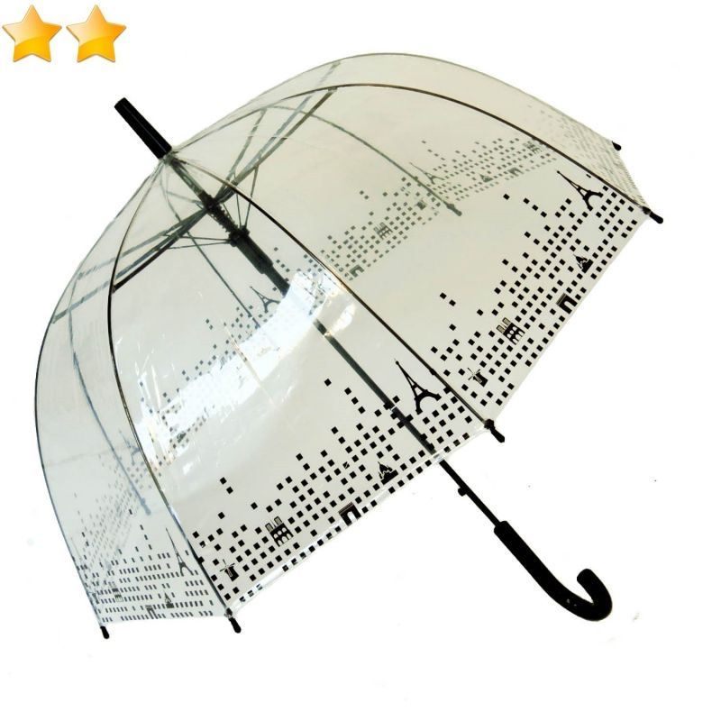 Parapluie cloche transparent automatique bordure Tour Eiffel Smati, léger et solide