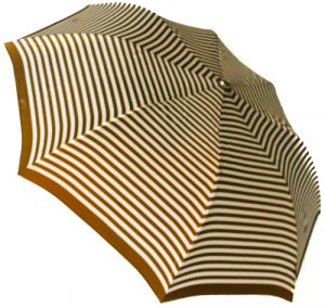 EXCLUSIVITE anti vent : Parapluie pliant automatique rayure marron et blanc Knirps, élégant et robuste