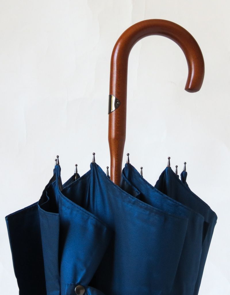 Parapluie homme haut de gamme en montage anglais sur tissu Oxford bleu roi 10 branches français, élégant et résistant