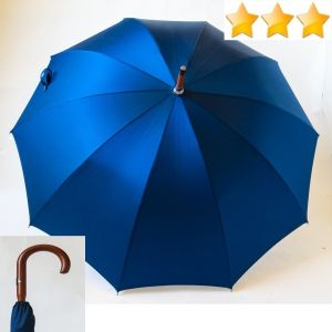 Parapluie homme haut de gamme en montage anglais sur tissu Oxford bleu roi 10 branches français, élégant et résistant