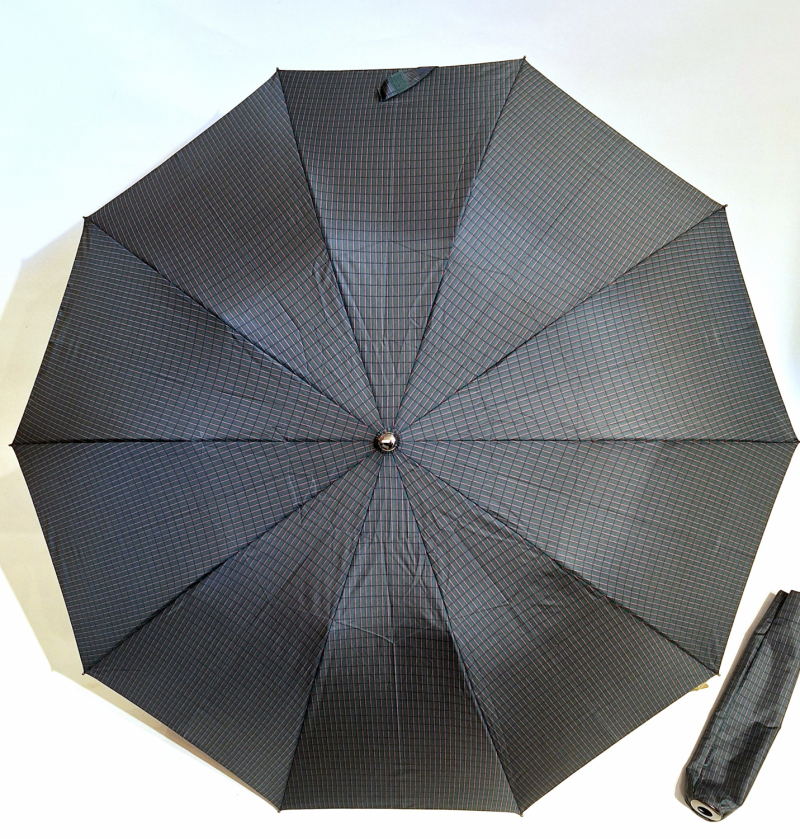 EXCLUSIVITE parapluie pliant vert automatique rayures marron claire pgn courbe noire Ezpeleta - Résistant & 10 branches