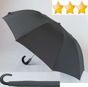 EXCLUSIVITE parapluie pliant pied de poule gris & noir automatique poignée crochet noir, résistant & grand
