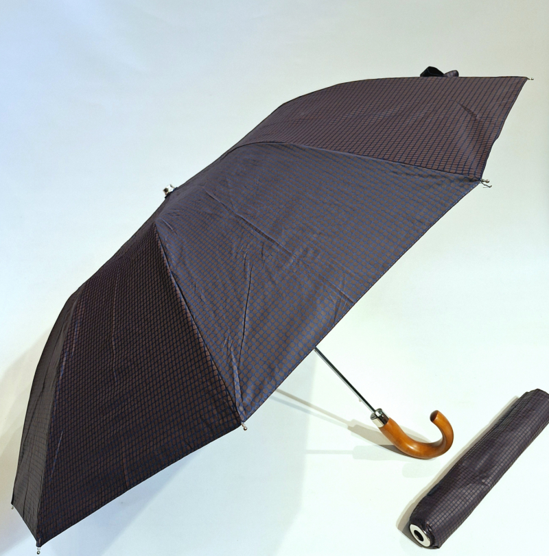 Parapluie pliable automatique 10 branches - Robuste & grand - bordeaux & bleu marine - Imprimé carreaux - Qualité & pas cher
