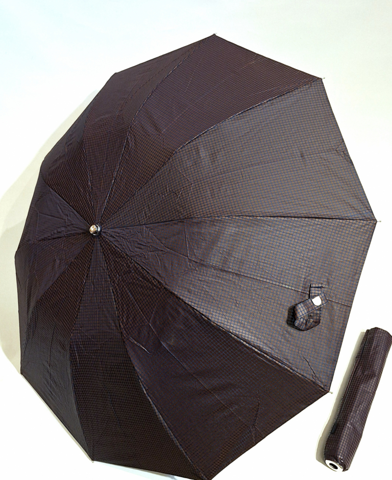 Parapluie pliable automatique 10 branches - Robuste & grand - bordeaux & bleu marine - Imprimé carreaux - Qualité & pas cher