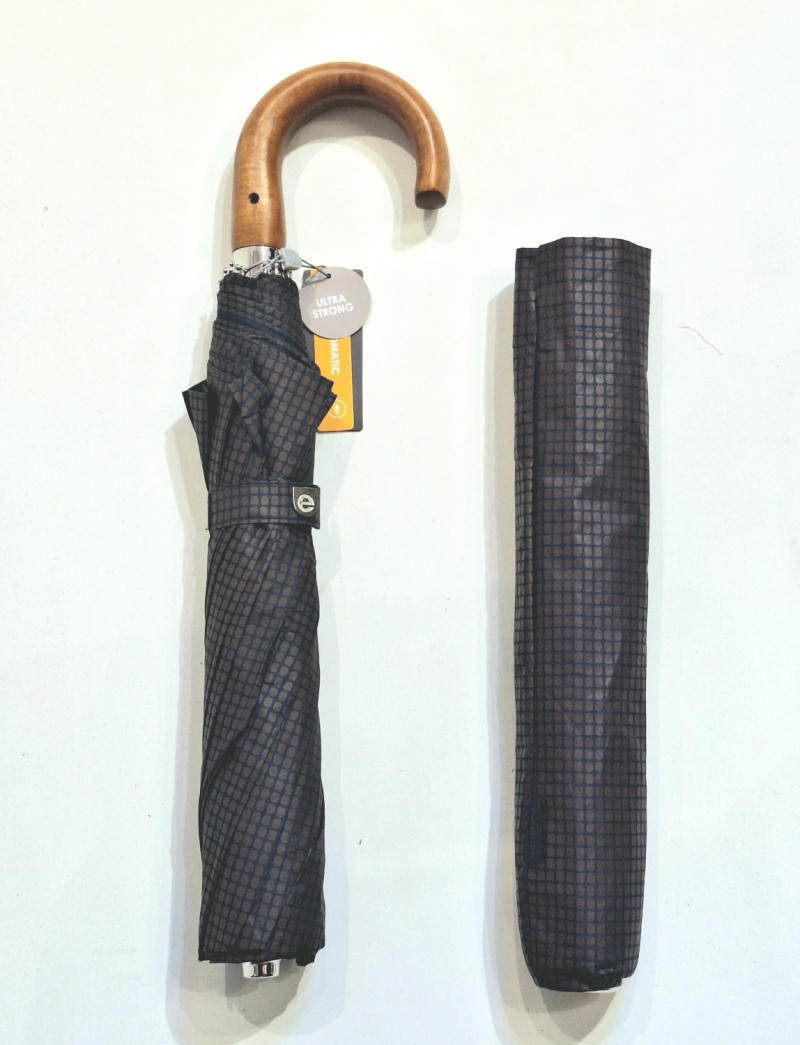 Parapluie pliable automatique 10 branches - Robuste & grand - bordeaux & bleu marine - Imprimé carreaux - Qualité & pas cher