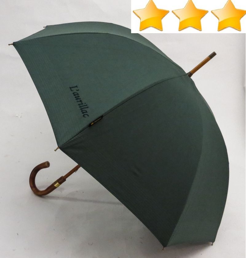 Parapluie Aurillac le berger vert en coton anti uv à 100% petite taille poignée rustique châtaignier Piganiol, léger et résistant