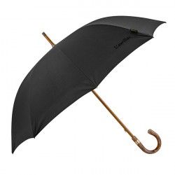Parapluie de BERGER petite taille coton uni noir poignée châtaignier Aurillac anti uv à 100%, élégant et résistant