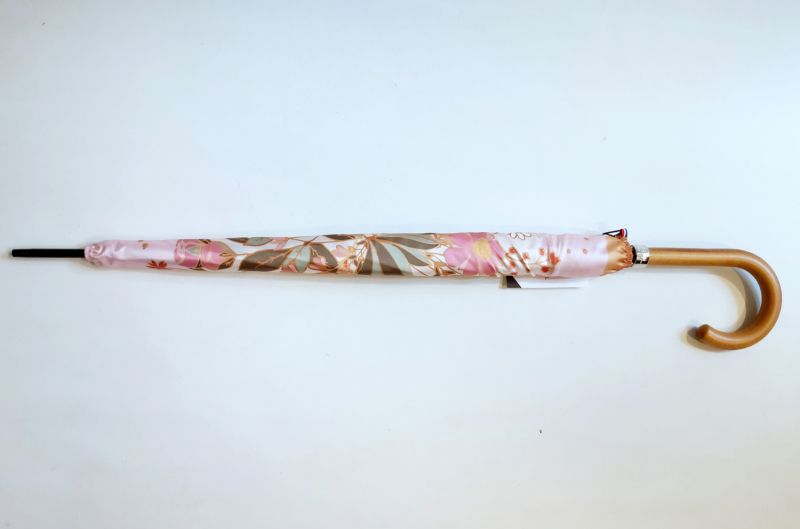 Parapluie Piganiol Botanica - Long manuel rose à motif délicat la beauté des fleurs - Léger & résistant / Parapluie-de-france.com