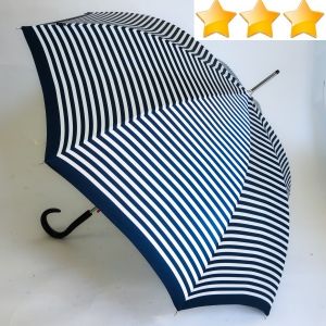 EXCLUSIVITE : Parapluie de luxe long automatique bleu marine et blanc marinière Knirps, confortable et résistant