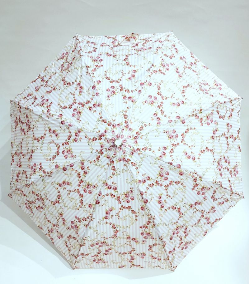 Parapluie mini open close rose motif de fleurs Fleurette Guy de Jean, Anti uv à 97% & léger