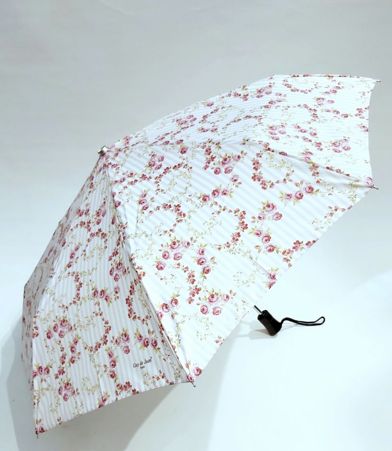 Parapluie mini open close rose motif de fleurs Fleurette Guy de Jean, Anti uv à 97% & léger