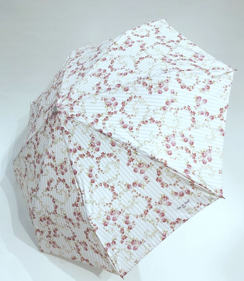 Parapluie mini open close rose motif de fleurs Fleurette Guy de Jean, Anti uv à 97% & léger