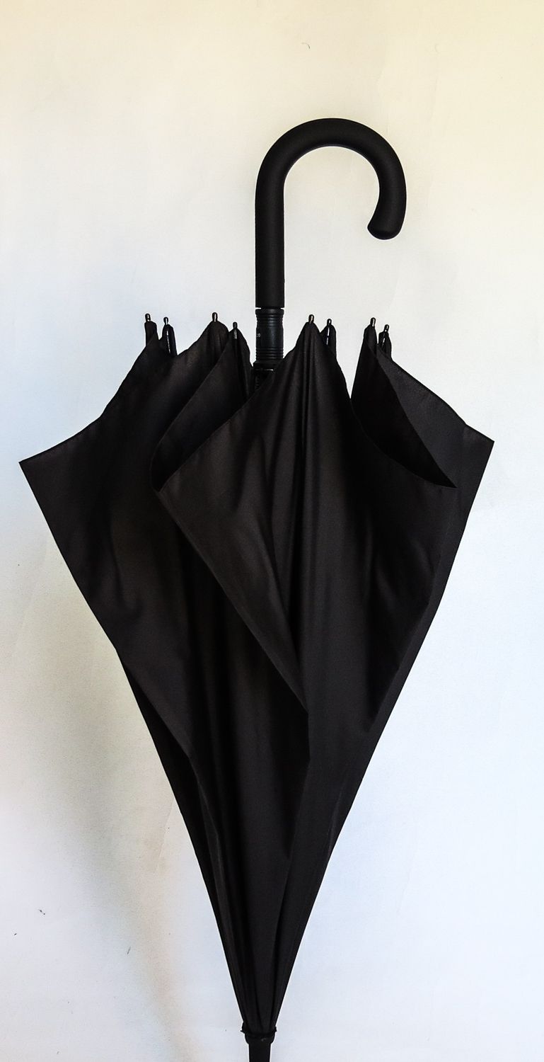 Grand parapluie noir pour homme, automatique à poignée courbe Ezpeleta, solide et léger