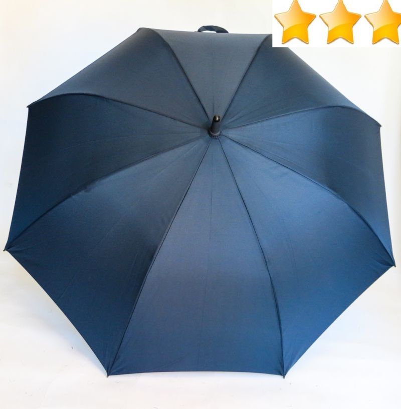 Grand parapluie homme automatique bleu à poignée courbe Ezpeleta, résistant et léger