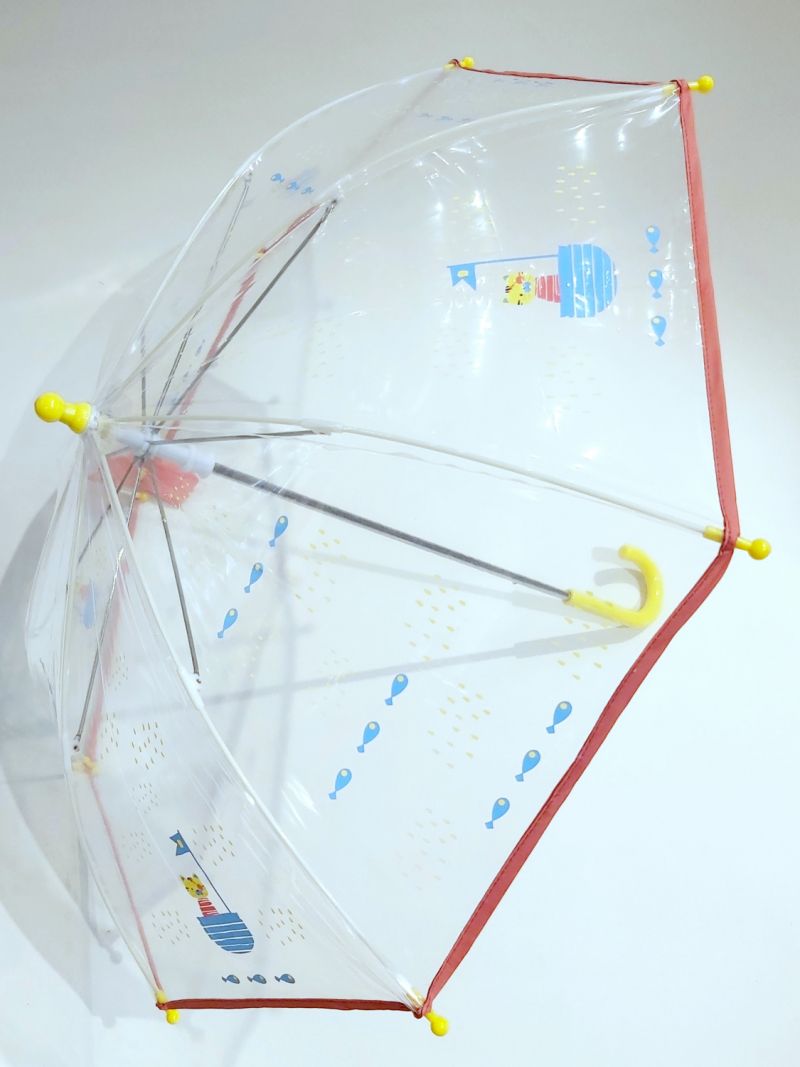 Parapluie enfant petit de 2/5 ans transparent rose imprimé bateau bleu chat pirate, léger & original