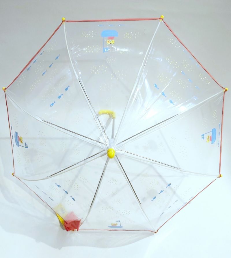 Parapluie enfant petit de 2/5 ans transparent rose imprimé bateau bleu chat pirate, léger & original