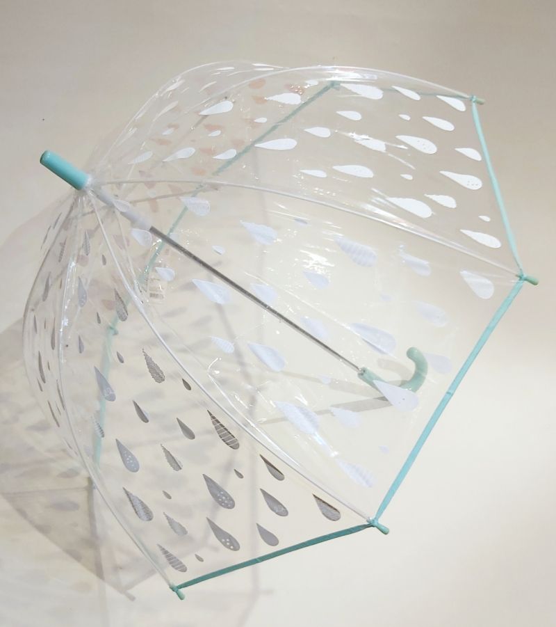 Parapluie enfant 5/9 ans cloche transparent à motif gouttes de pluie Esprit, Change de couleur