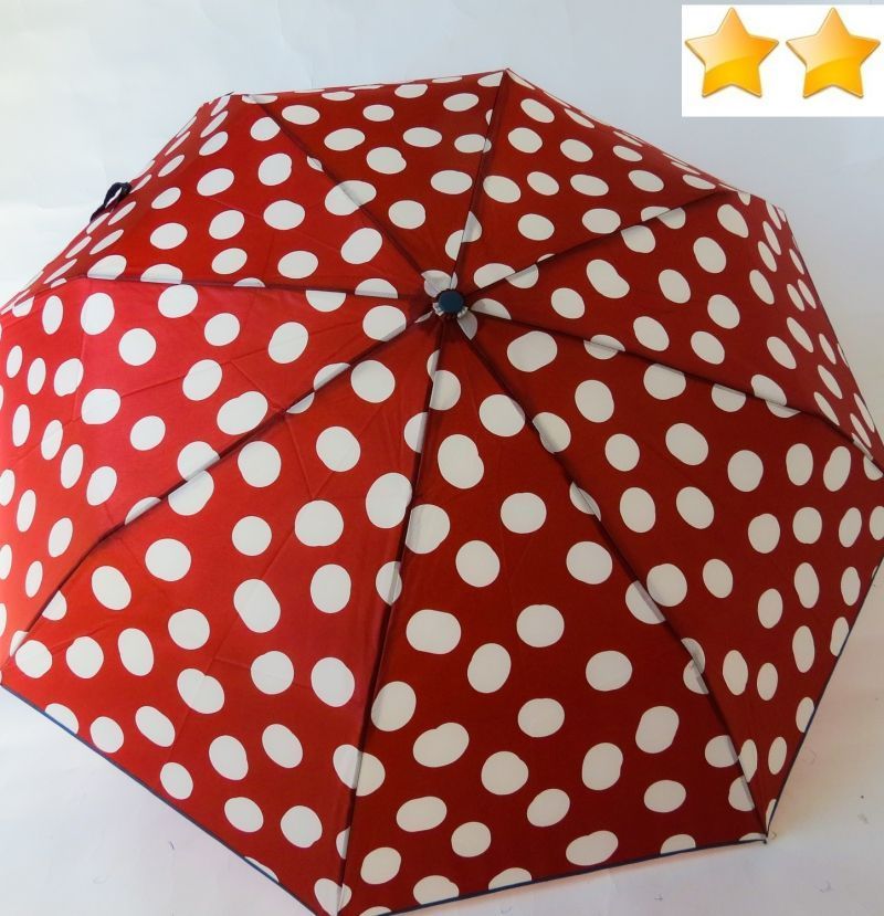 Mini parapluie pliant open-close brique à gros pois blanc Ezpeleta, léger et résistant