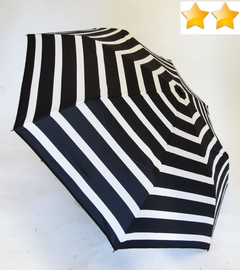 Mini parapluie pliant open-close rayé noir et blanc Ezpeleta, léger et solide 