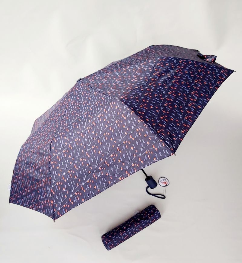 Mini parapluie pliant automatique bleu marine thème le téléphérique Chic il pleut, léger et solide