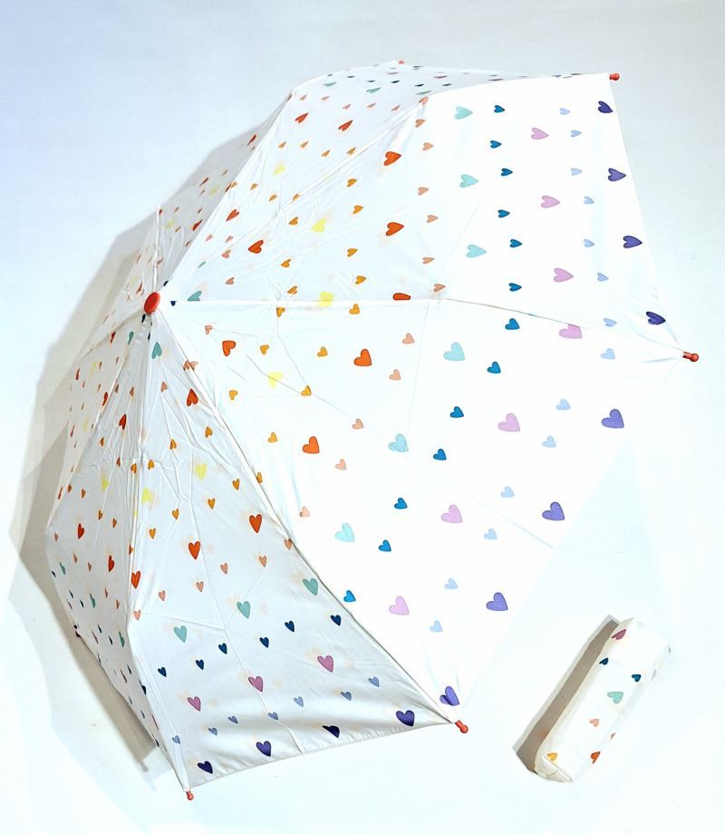 Mini parapluie enfant pliable manuel blanc coeur multicolore Esprit - léger et solide