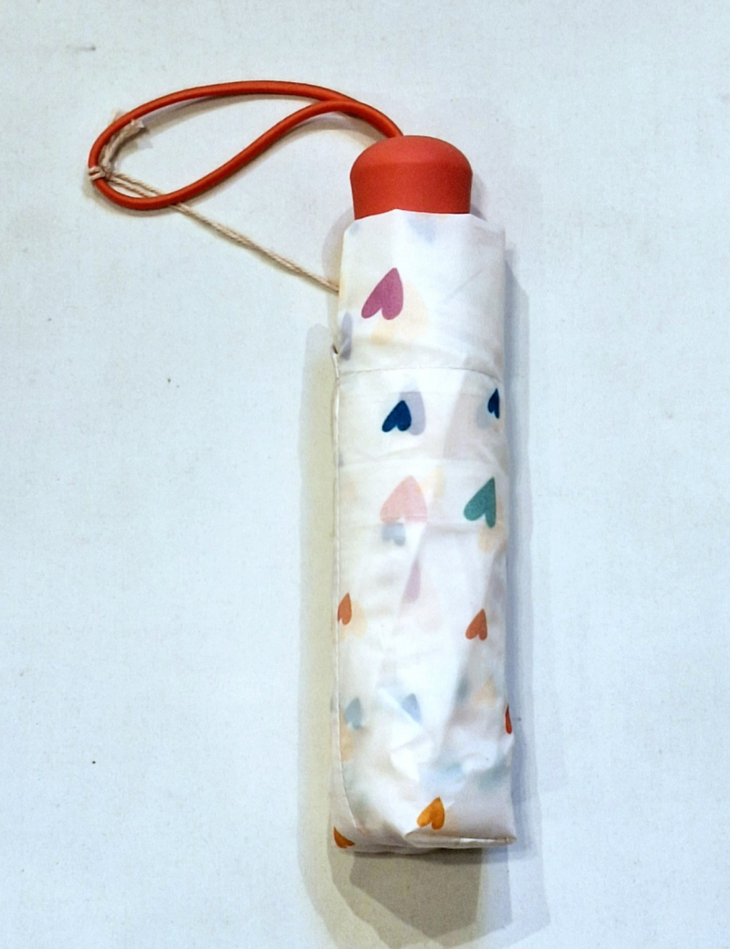 Mini parapluie enfant pliable manuel blanc coeur multicolore Esprit - léger et solide