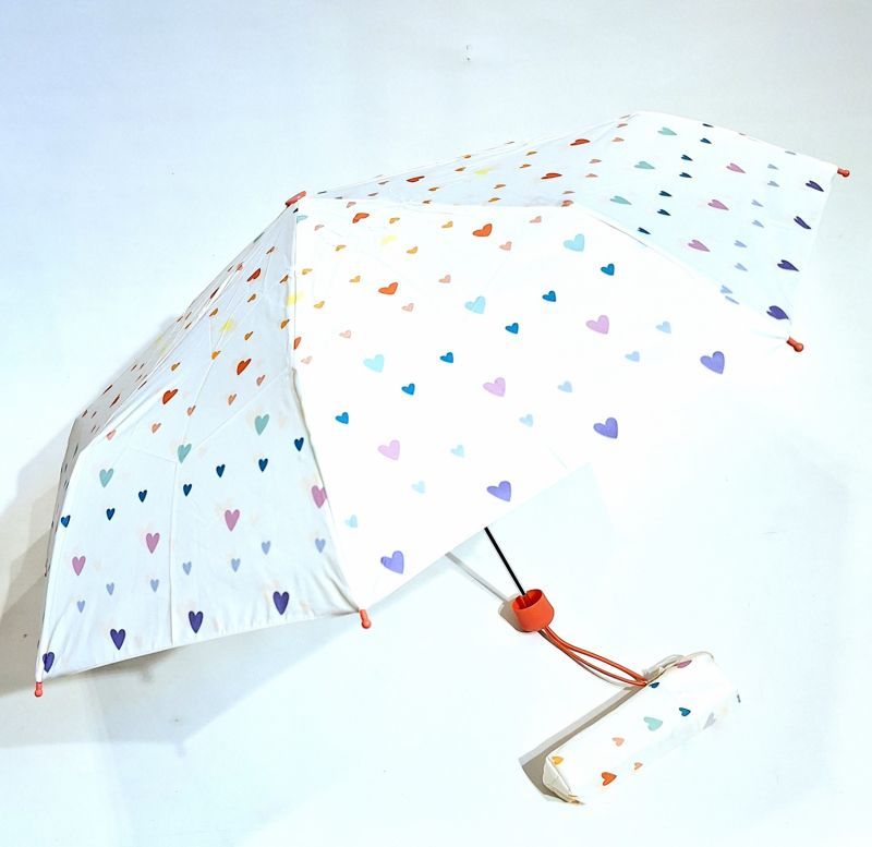 Mini parapluie enfant pliable manuel blanc coeur multicolore Esprit - léger et solide