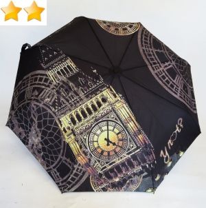 Mini parapluie pliant open-close noir à motif sur Big Ben, original et léger 