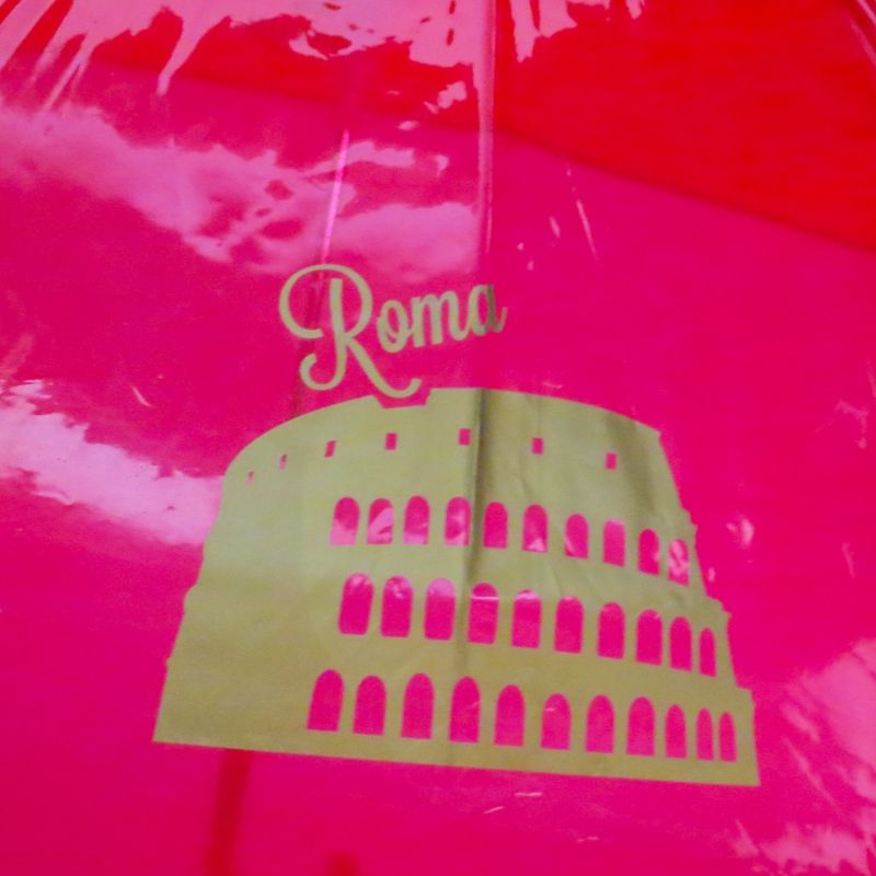 Parapluie transparent rouge monument doré Ezpeleta, réssitant, original et pas cher