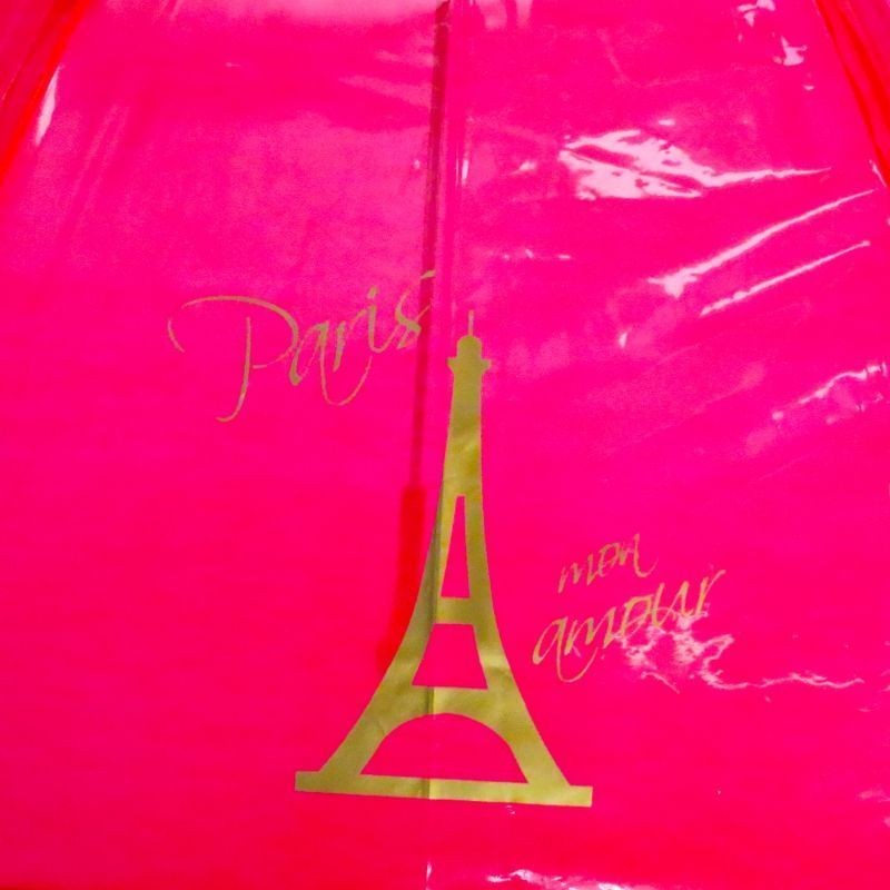 Parapluie transparent rouge monument doré Ezpeleta, réssitant, original et pas cher