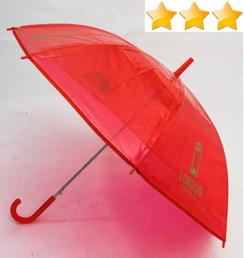 Parapluie transparent rouge monument doré Ezpeleta, réssitant, original et pas cher