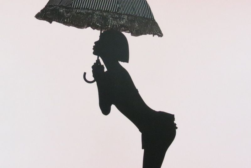 Parapluie long femme noir rayure volant dentelle Chantal Thomass anti uv , élégant & chic